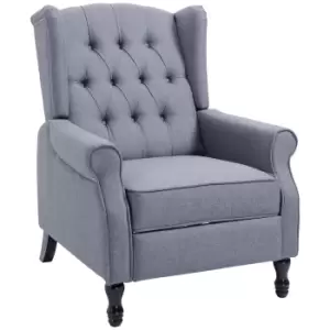 Image of HOMCOM Recliner Armchair for Living Room, Reclining Chair, Wingback Chair with Button Tufted Back and Footrest, Light Grey