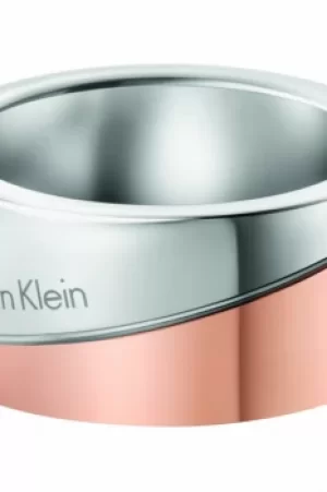 Image of Ladies Calvin Klein Two-Tone Steel and Rose Plate Size L Hook Ring KJ06PR200206