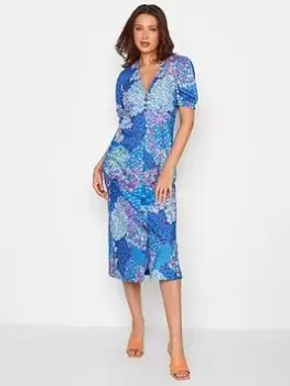 Image of Long Tall Sally Tall Blue Floral Tea Dress, Blue, Size 14, Women