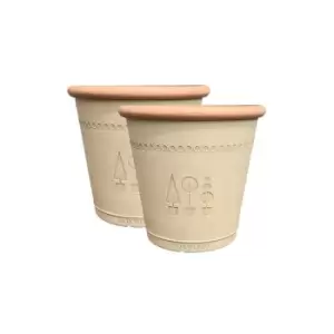 image of RD Pair of Boxwood Acorn 33cm Brown Planters