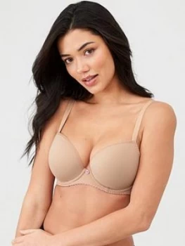Image of Curvy Kate Smoothie Soul Plunge T-Shirt Bra - Latte, Latte, Size 28, Women