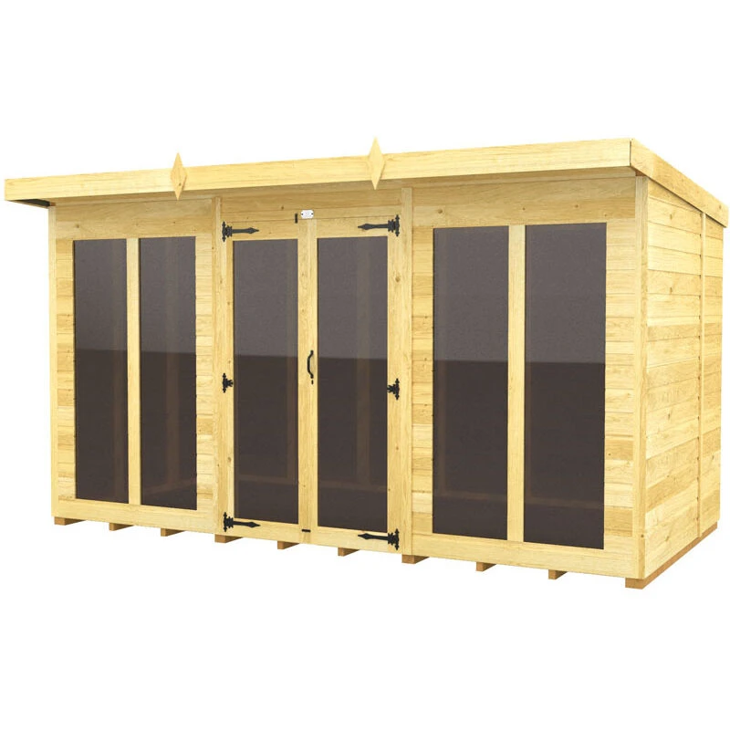 Image of Flat Pack Sheds DIY Sheds 12 x 5 Pent Summer House (Full Height Window), Brown 12X5PFHWSHFF