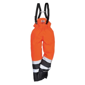 Image of Biz Flame Hi Vis Flame Resistant Rain Multi Protection Trousers Orange / Navy L