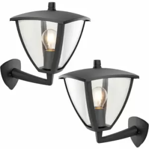 image of Loops - 2 pack IP44 Outdoor Wall Lamp Textured Grey Curved Modern Lantern Porch Light