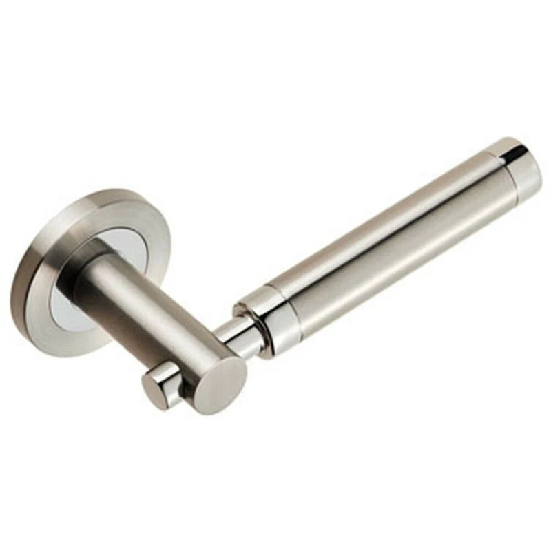 Image of Loops PAIR Sectional Round Bar Lever Concealed Fix Round Rose Polished Satin Steel Metallics