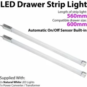 Image of Loops - 2x 600mm LED Drawer Strip Light auto on/off pir sensor Kitchen Cupboard Door