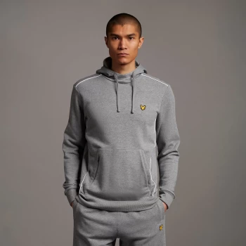 Image of Mens Hoodie with Contrast Piping - Mid Grey Marl - L