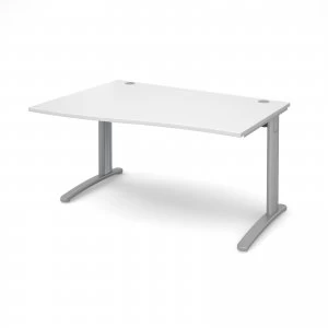Image of TR10 Left Hand Wave Desk 1400mm - Silver Frame White Top