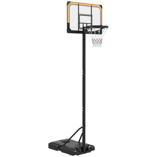 Image of Basketball Backboard Hoop Net Set System with Wheels, 182-213cm