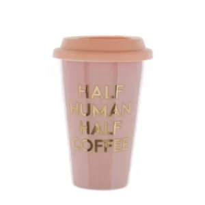 Image of Travel Mug Half Human Half Coffee Peach 15cm