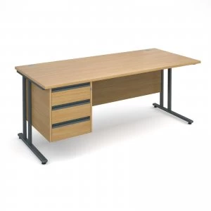 Image of Maestro 25 GL Straight Desk With 3 Drawer Pedestal 1800mm - Graphite c