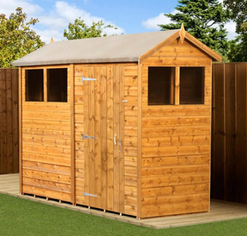Image of Empire Sheds Empire Modular Apex 4X8 Windows Dipped Treated Tongue And Groove Wooden Garden Shed (4' X 8' / 4ft X 8ft) (4X8)