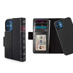 image of Twelve South BookBook for iPhone 12 Mini 3-in-1 Leather Wallet Case with Display Stand and Removable Magnetic Shell (black)