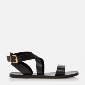 image of Dune Womens Leelah Leather Flat Sandals - Black - UK 4