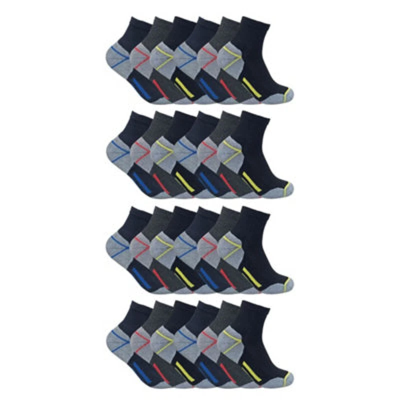 Image of Sock Snob Sock Snob Men 24 Pairs Multipack Ultimate Cotton Rich Work Ankle Socks in Black Size: 6-11 Black 6-11 Male 5056632630332