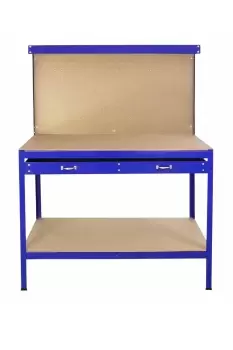 Image of Workbench With Pegboard And Drawer In Blue