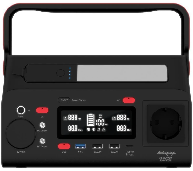 Image of ENERGIZER PPS300W2 300 Wh Portable Power Station, Black 4713309812460