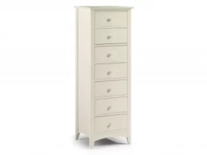 Julian Bowen Cameo 7 Drawer Tall Narrow Ivory Wooden Chest of Drawers Flat Packed