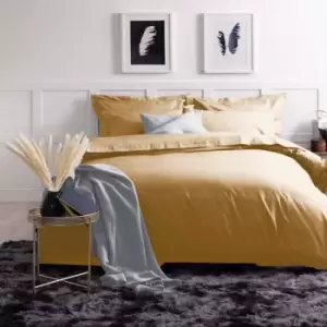 Image of 200 Thread Count 100% Egyptian Cotton Duvet Cover, Ochre, Double - Belledorm