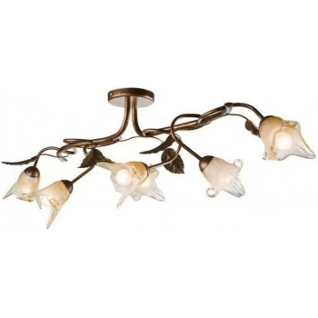 Image of Lamkur Lighting - Ania Bar Pendant Ceiling Light Brown, 6x E14