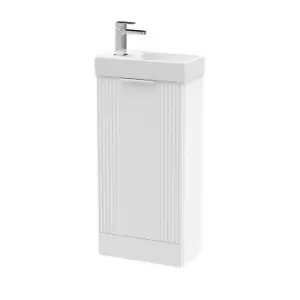 image of Nuie Deco Compact 400mm Floor Standing Cabinet & Basin - Satin White