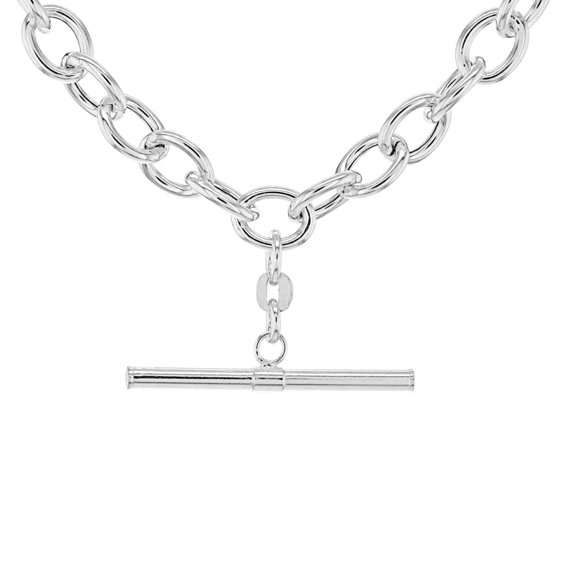 Image of Be You Sterling Silver T-Bar Belcher Chain Necklace Sterling Silver unisex 18inch