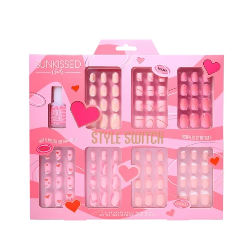 Image of Sunkissed Multi False Nail Gift Set 7 x 24 Nails With Glue