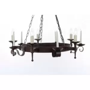 Image of Refectory Aged iron pendant light 5 bulbs 61.2cm