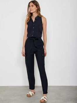 Image of Mint Velvet Mint Velvet Navy Belted Utility Trousers, Dark Blue, Size 8, Women
