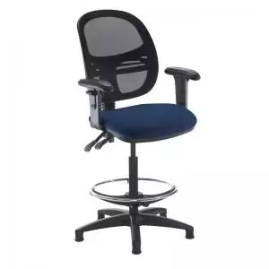 image of Jota mesh back draughtsmans chair with adjustable arms - Costa Blue