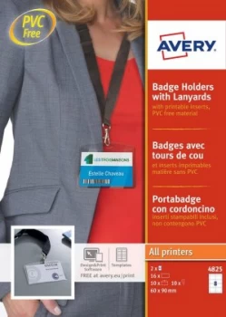 image of Avery Badge Holders with Lanyards 60x90mm PK10