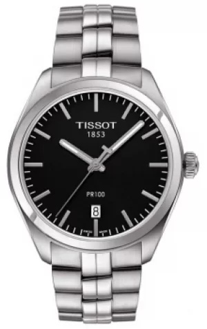 image of Tissot Mens PR100 Black Dial Stainless Steel Bracelet Watch