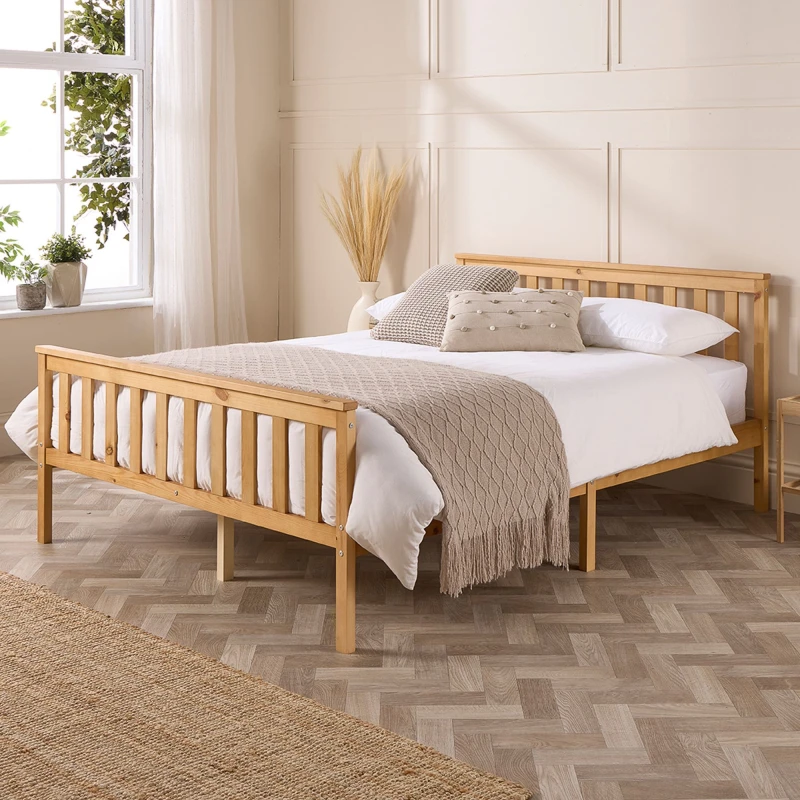Image of Aspire Aspire Atlantic Bed Frame in Natural Wood Colour Size: Small Double Natural Small Double Unisex 5057632202611