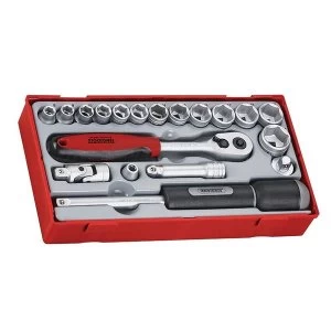 Image of Teng TT3819 Regular Metric Socket Set, 19 Piece - 3/8in Drive