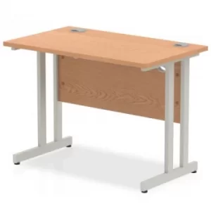 Image of Impulse 1000/600 Rectangle Silver Cantilever Leg Desk Oak