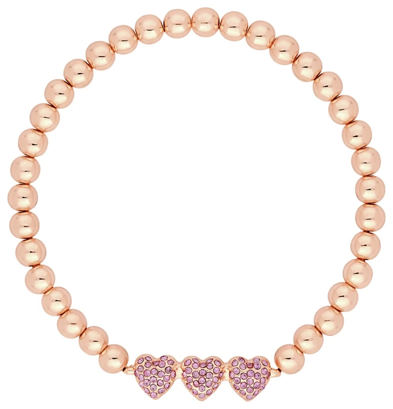 Image of Lipsy Lipsy Rose Gold Plated Micro Pave Pink Stretch Bracelet