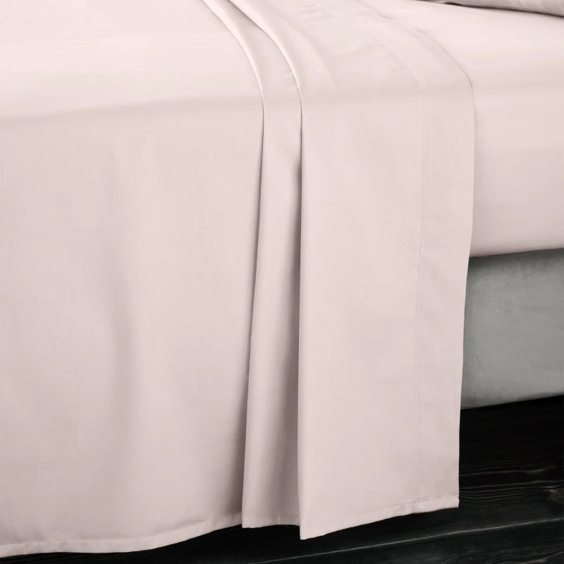 Image of Bianca 400 Thread Count Cotton Sateen Flat Sheet Blush Pink unisex King