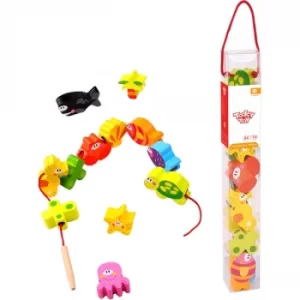 Image of Wooden Lacing Blocks Marine Playset