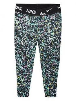 Image of Nike Younger Girls Jdi Regrind Printed Dri-fit Leggings, Black/Green, Size 4-5 Years, Women