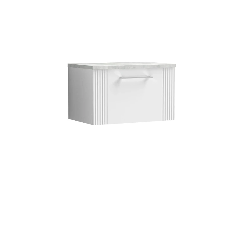 Image of Balterley 1 Drawer Wall Hung Vanity Grey Laminate Worktop White 600mm Grey