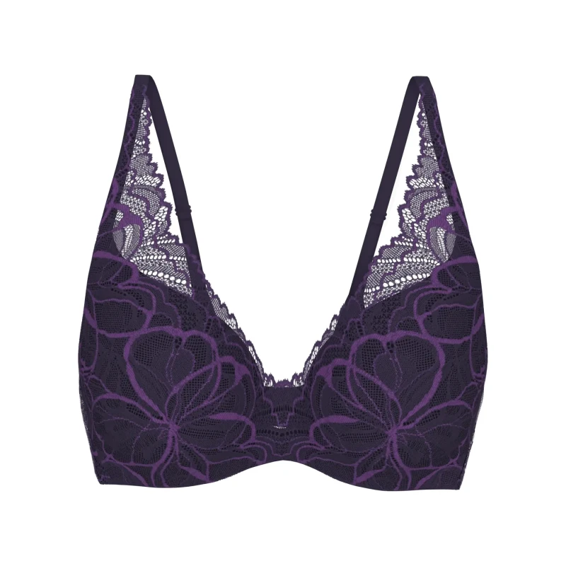 Image of Triumph Body Make-Up Illusion Lace Bra Dark Purple Women 32B;34B;36B;38B;32C;34C;36C;38C;34D;36D;38D;34DD;36DD;38DD;32D;32DD