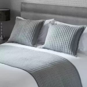 Image of Crompton Quilted Jersey Bed Runner, Grey, 70 x 220 Cm - Belledorm