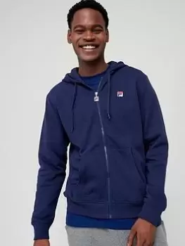 Image of Fila Lucian Essential Hoodie with Ribbed Side Panels - Navy Size M Men