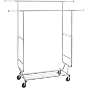 Image of VEVOR Heavy Duty Clothes Rack, Double Hanging Rod Clothing Garment Rack for Hanging Clothes, Adjustable Height and Extendable Length Clothing Rack