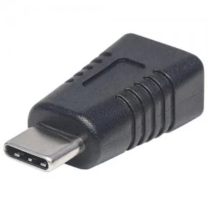 Image of Manhattan USB-C to Mini-USB Adapter Male to Female 5 Gbps (USB 3.2 Gen1 aka USB 3.0) SuperSpeed USB Black Lifetime Warranty Polybag