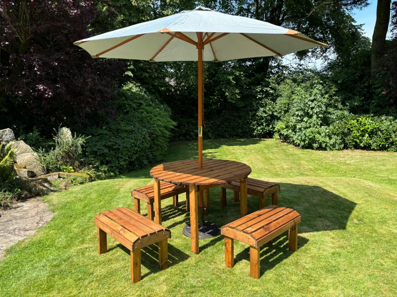 Image of Charles Taylor Trading Knights Four Seater Round Table Set Brown