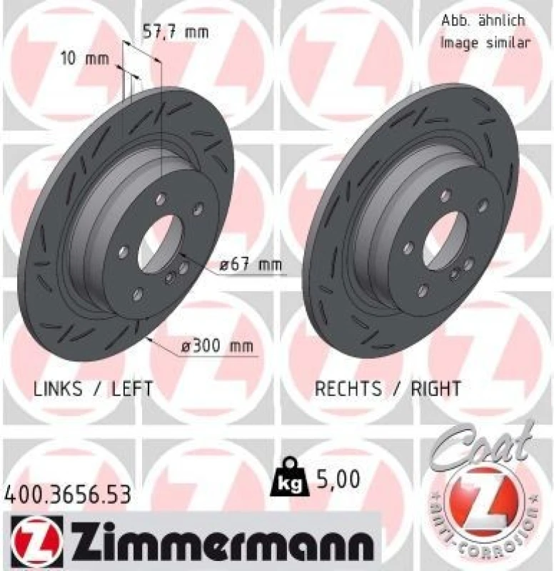 Image of ZIMMERMANN Brake disc ZIMMERMANN 400.3656.53
