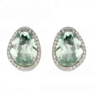 image of 9ct Green Fluorite Irregular White Gold Earrings GE2341G