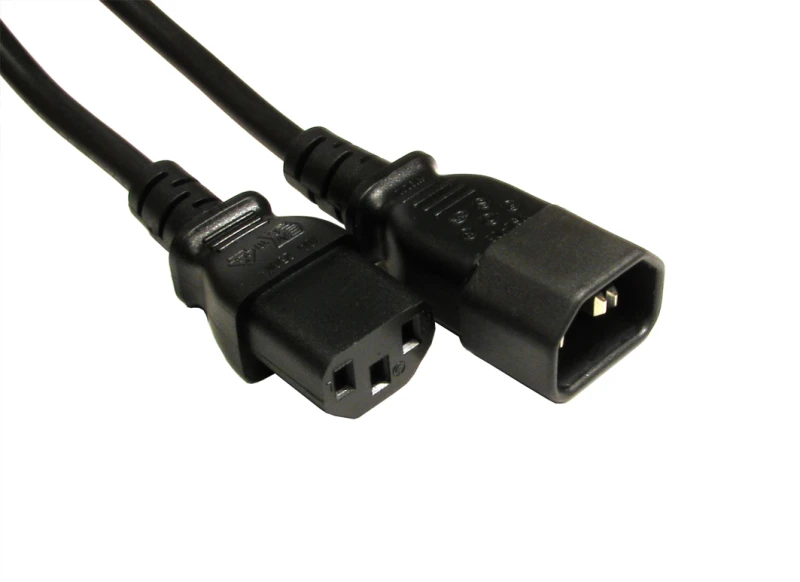Image of Cables Direct IEC Extension Cable C13 / C14 0.5m Black C14 coupler C13