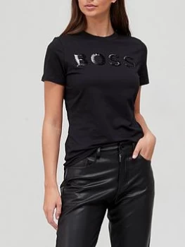 Image of Hugo Boss Sequin Logo T-Shirt Black Size M Women